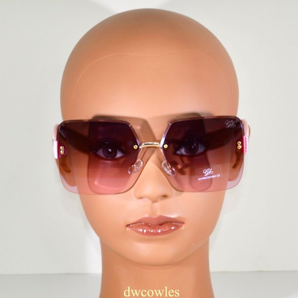 Women's GLO Rimless Diamond Edge Cut Lens Fashion Sunglasses - Picture 1 of 2